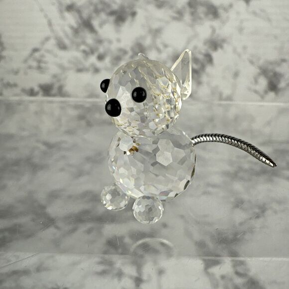 Vintage Swarovski Austrian Lead Crystal Faceted Cat With Posable Metal Tail - Picture 1 of 7